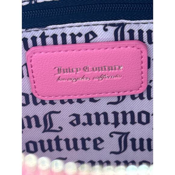 Juicy Couture Pink Velour Rhinestone Logo Backpack with Juicy heart lego charm - Picture 13 of 16